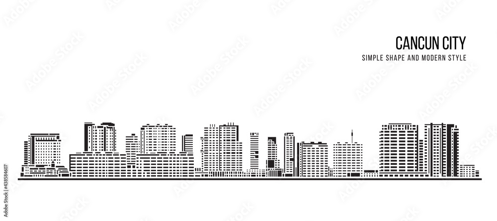 Cityscape Building Abstract Simple shape and modern style art Vector design - Cancun city