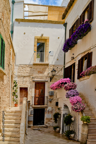 A characteristic alley of Polignano a Mare  an old Apulian town.