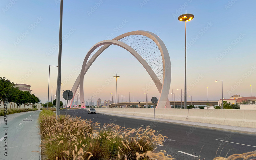 Doha, Qatar March 26, 2020 Al Wahda Bridge The Tallest Monument of