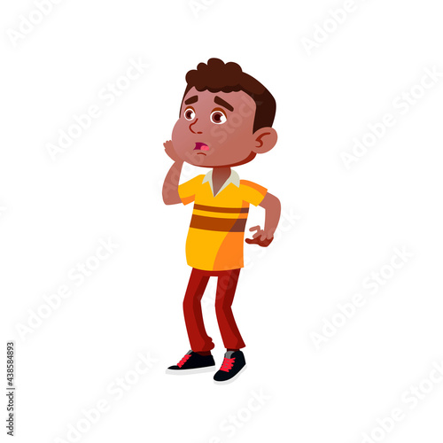 shocked asian boy saw exotic animal in zoo cartoon vector. shocked asian boy saw exotic animal in zoo character. isolated flat cartoon illustration