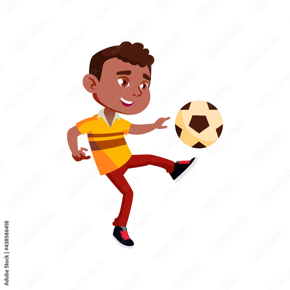 indian boy play football with ball cartoon vector. indian boy play football with ball character. isolated flat cartoon illustration