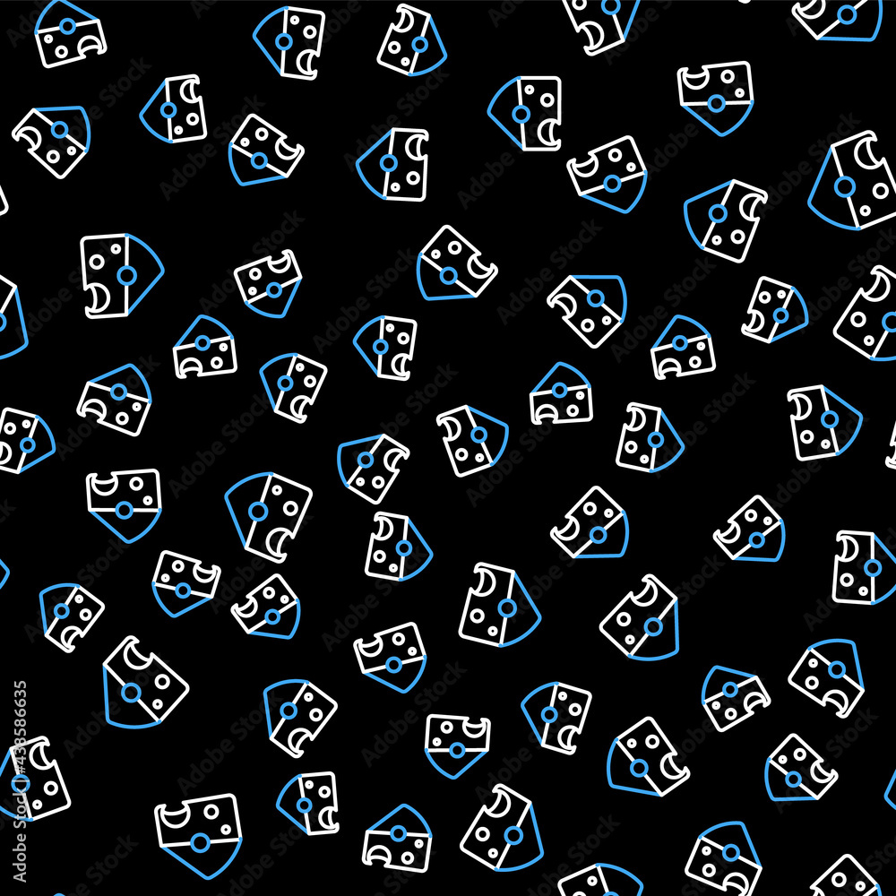 Line Cheese icon isolated seamless pattern on black background. Vector Line Cheese icon isolated seamless pattern on black background. Vector