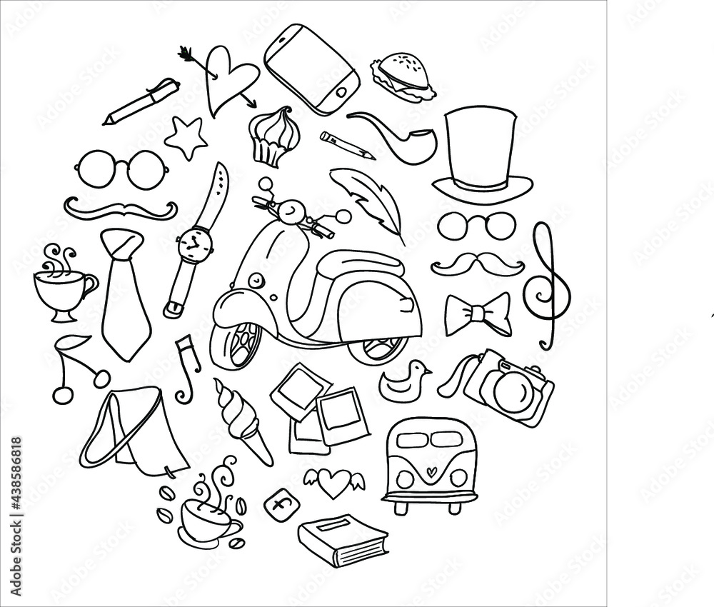 hand drawn set of icons set hand drawn set of icons set