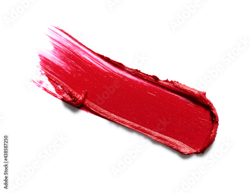 Red lipstick smear isolated on white background