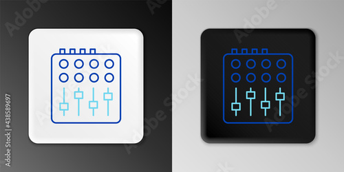 Line Sound mixer controller icon isolated on grey background. Dj equipment slider buttons. Mixing console. Colorful outline concept. Vector