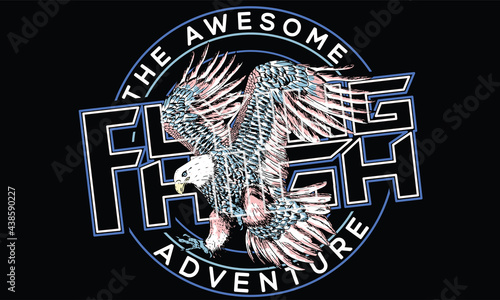 Eagle t shirt design. American graphic print design for fashion. Birds vector design. rock and roll logo design.