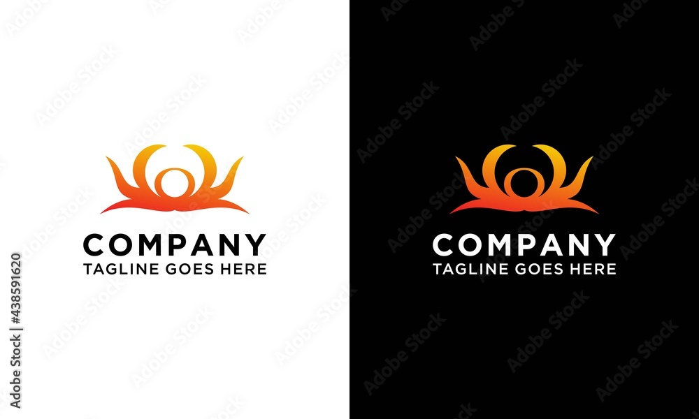 Fire crab Logo design vector. Fireball logo type icon Stock Vector