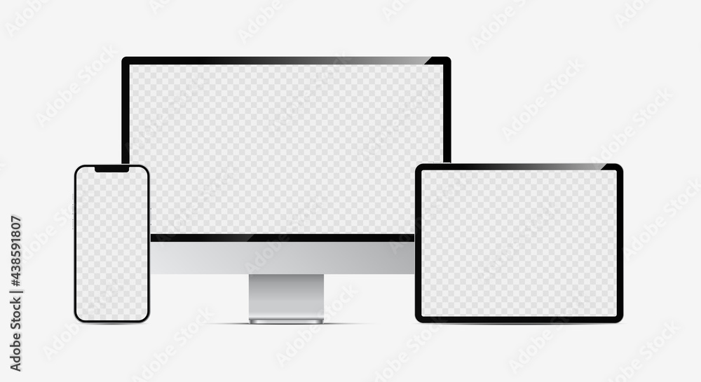 Set of device screen mockups. Vector illustration elements. - obrazy, fototapety, plakaty 