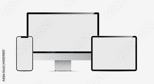 Set of device screen mockups. Vector illustration elements.