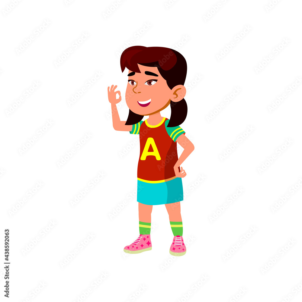smiling small girl gesturing ok to team player cartoon vector. smiling small girl gesturing ok to team player character. isolated flat cartoon illustration smiling small girl gesturing ok to team player cartoon vector. smiling small girl gesturing ok to team player character. isolated flat cartoon illustration