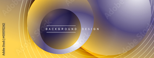 Gradient circles with shadows. Vector techno abstract background. Modern overlapping forms wallpaper background, design template © antishock