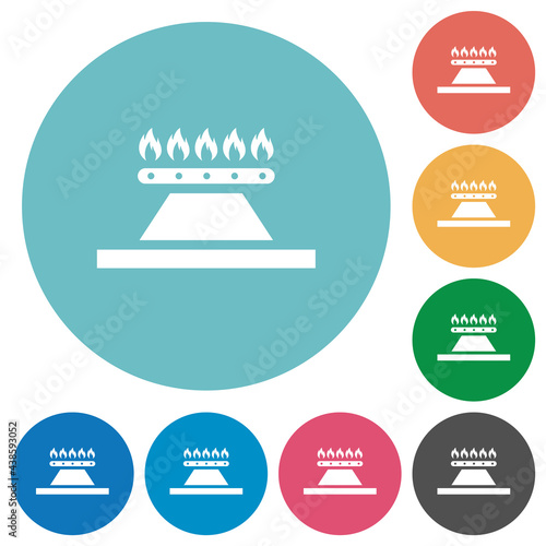 Kitchen gas stove flat round icons