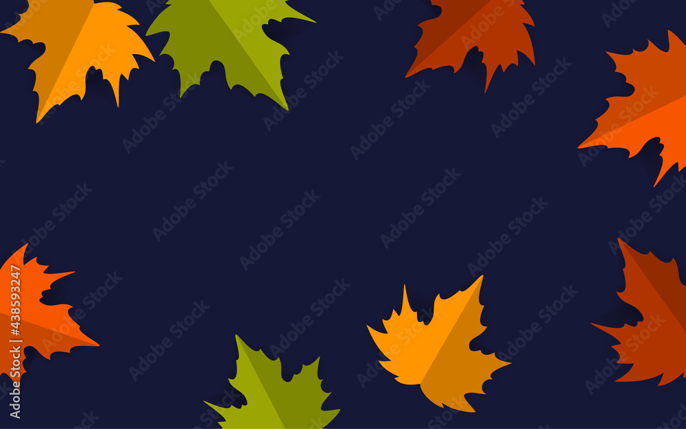 Fototapeta premium paper cut style maple leaves over dark blue background, autumn fall thanksgiving banner vector illustration