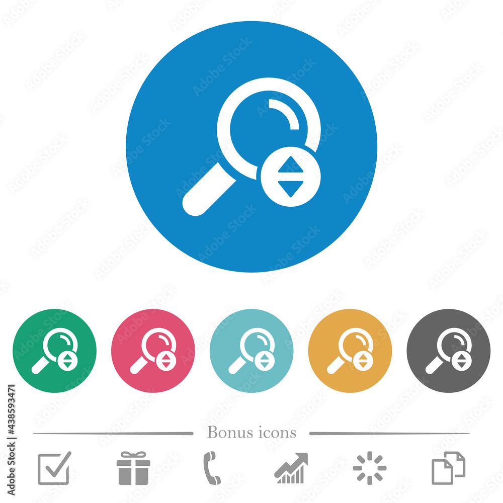 Scrolling search results flat round icons Scrolling search results flat round icons