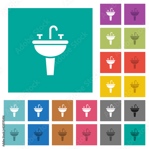 Sink square flat multi colored icons