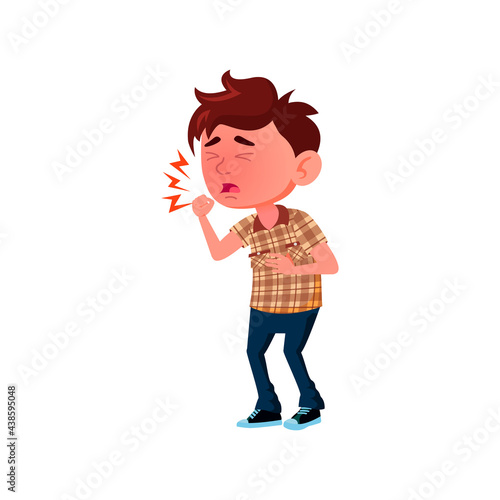illness boy coughing cartoon vector. illness boy coughing character. isolated flat cartoon illustration