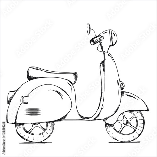 Hand drawn vintage Scooter scetch