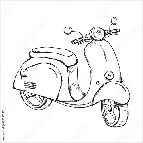 Hand drawn vintage Scooter scetch