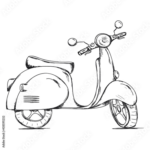 Hand drawn vintage Scooter scetch