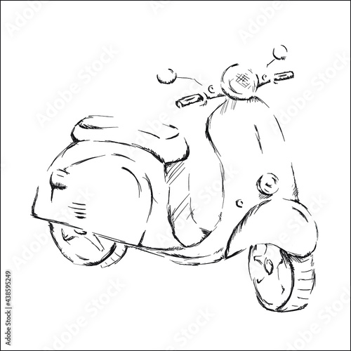 Hand drawn vintage Scooter scetch 