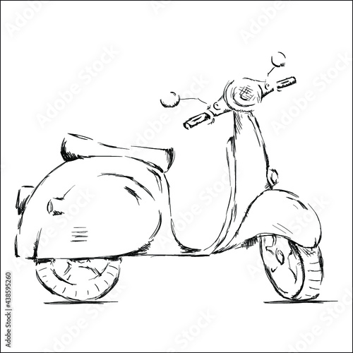 Hand drawn vintage Scooter scetch