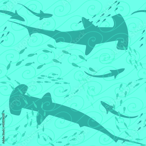 Seamless underwater background, with sea animals