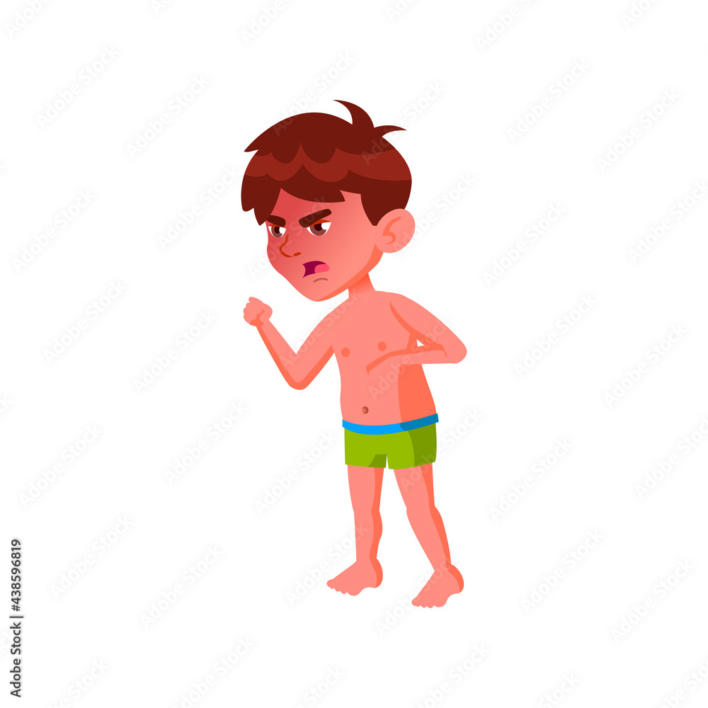 angry little boy shouting on girl in aqua park cartoon vector. angry little boy shouting on girl in aqua park character. isolated flat cartoon illustration