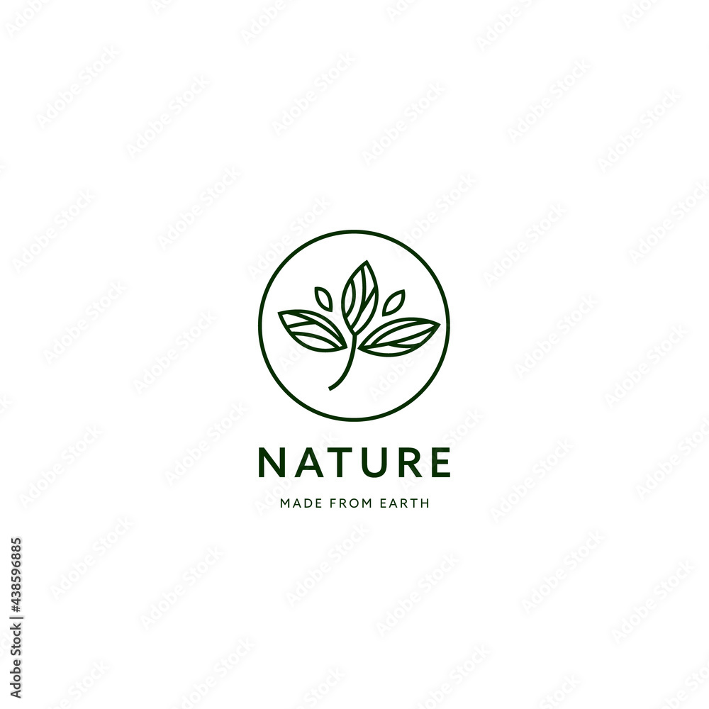 Group Nature leaf logo, line monoline style ecology product icon logo