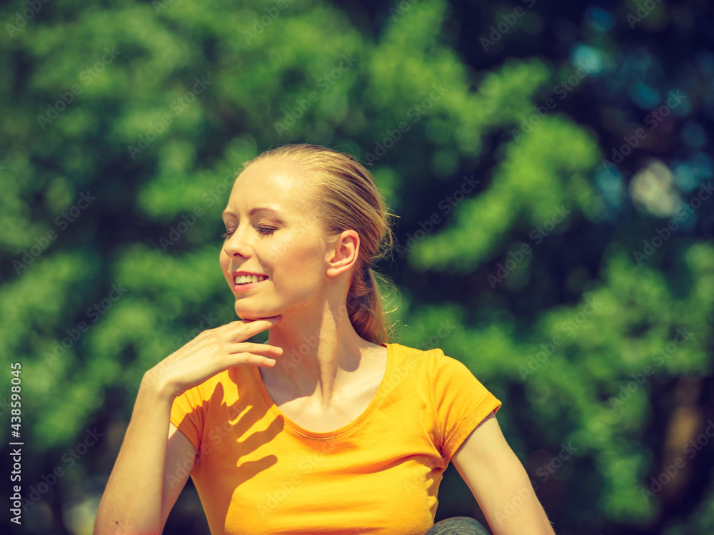 Girl relaxing after exercise gym outdoor Girl relaxing after exercise gym outdoor