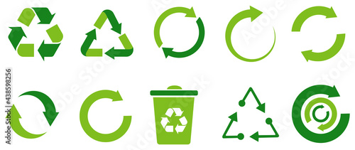Recycle Icons Set in Color, Vector Illustration Symbol