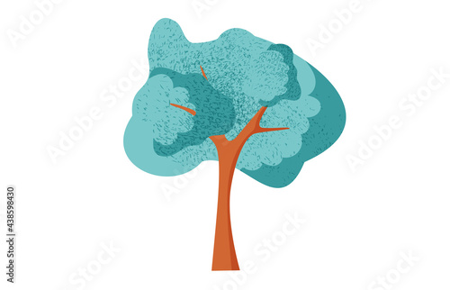 autumn stylized tree with a noisy texture or rough shadow, isolated on a white background. Children's illustration of a tree for children's printing. vector EPS