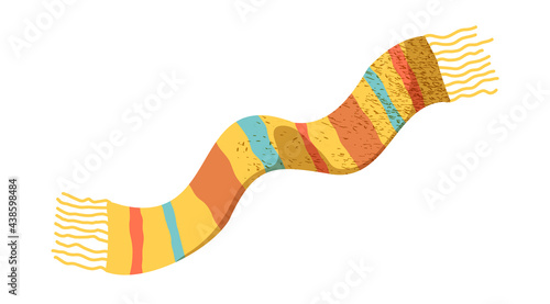 neck scarf in warm autumn colors with a noisy texture, isolated on a white background. Cute illustration of a children's scarf. a piece of clothing © Наталья Трубочнова