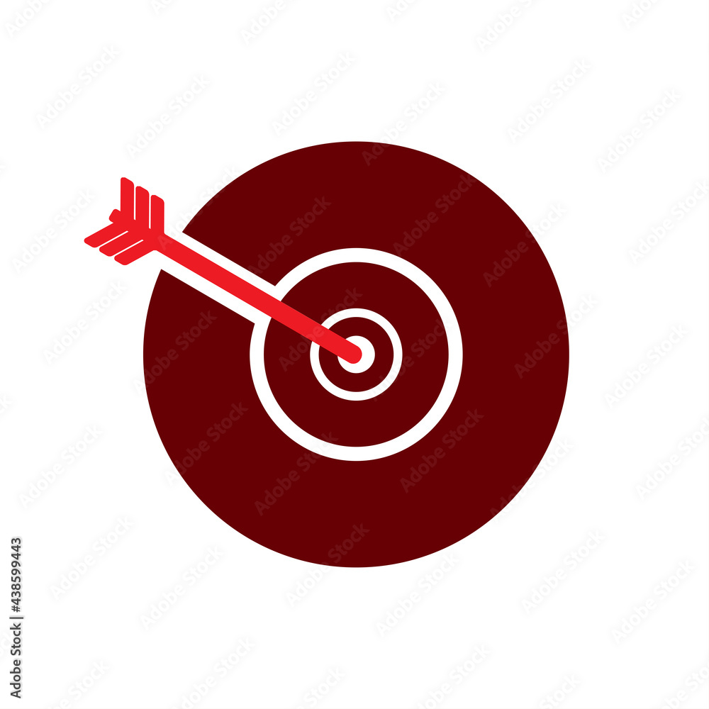 red dart target hit to center of dartboard. Business success, investment goal, opportunity challenge, aim strategy, achievement focus concept. goal icon. red dart target hit to center of dartboard. Business success, investment goal, opportunity challenge, aim strategy, achievement focus concept. goal icon.
