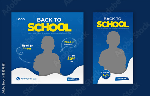 School admission open now social media post and story banner template