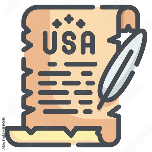 Declaration Of Independence  icon of Independence Day set