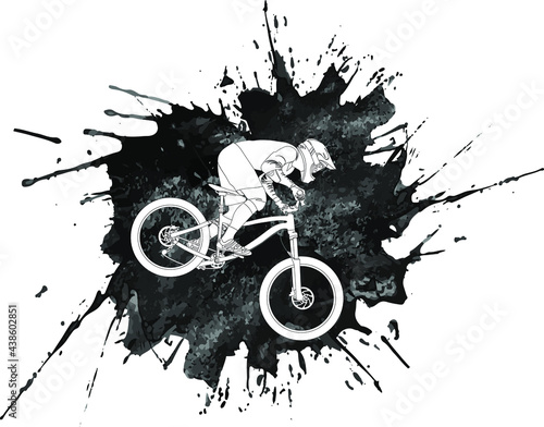 Silhouette of a cyclist on a mountain bike on an abstract background vector illustration