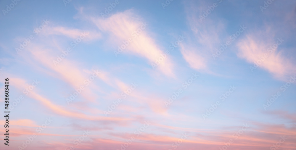 dreamy sunset background pink and blue in pastel colors