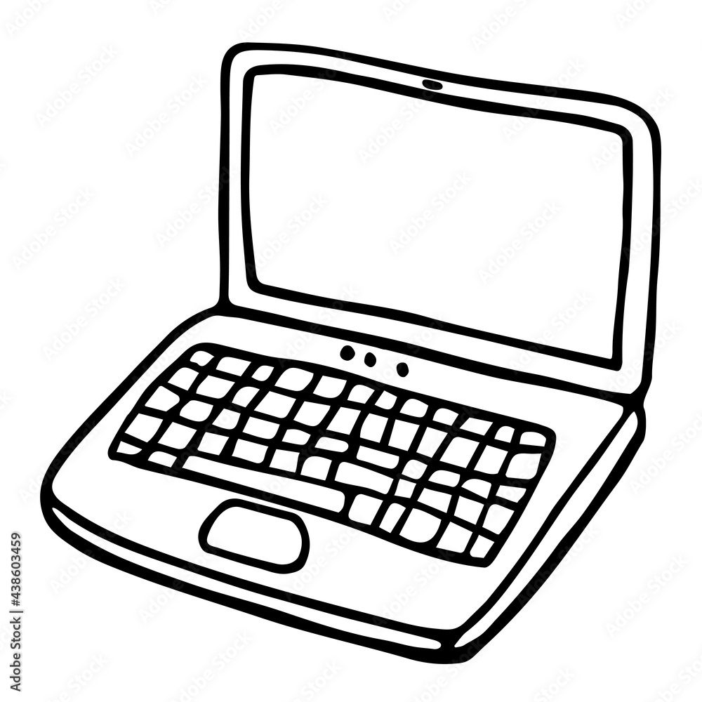 The Cute Doodle Icon - Laptop Computer. Hand drawn vector illustration for greeting cards, posters, stickers and professional design. Isolated on a white background. The Cute Doodle Icon - Laptop Computer. Hand drawn vector illustration for greeting cards, posters, stickers and professional design. Isolated on a white background.