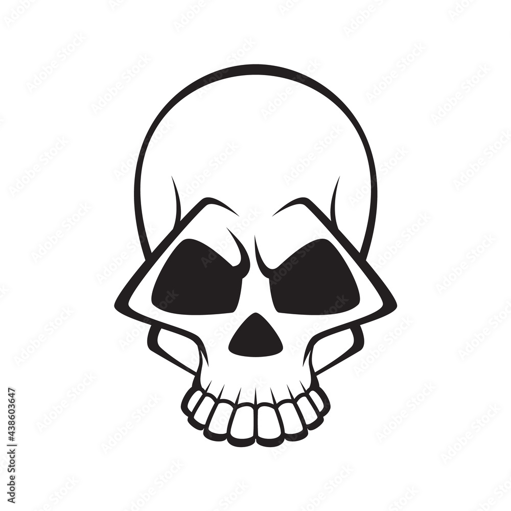 Obraz premium Black and white human skull icon. Symbol or emblem for logo or tattoo.