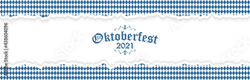 Oktoberfest 2021 background with ripped paper