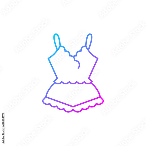 Lace pyjamas gradient linear vector icon. Elegant nightgown for ladies. Trendy sleepwear for women. Thin line color symbols. Modern style pictogram. Vector isolated outline drawing