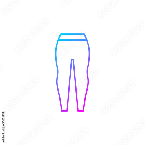 Leggings gradient linear vector icon. Female trendy sweatpants. Tight pants for ladies. Stylish sportswear. Thin line color symbols. Modern style pictogram. Vector isolated outline drawing