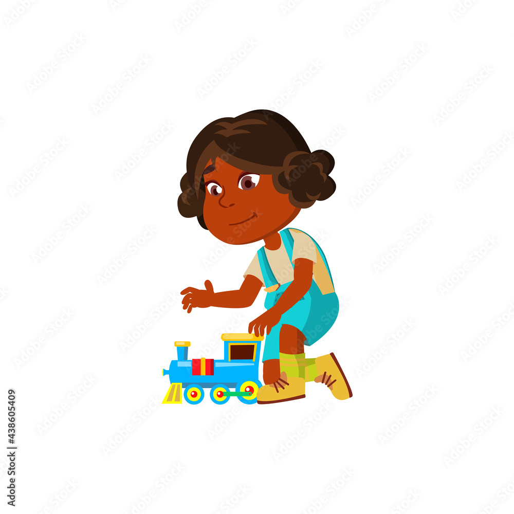 cute small girl child playing with train toy cartoon vector. cute small girl child playing with train toy character. isolated flat cartoon illustration cute small girl child playing with train toy cartoon vector. cute small girl child playing with train toy character. isolated flat cartoon illustration