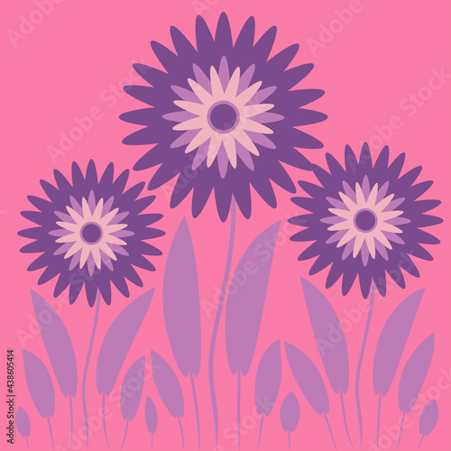 Abstract illustration on a square background - stylized flowers - graphics. Fabulous plant world. Surreal.