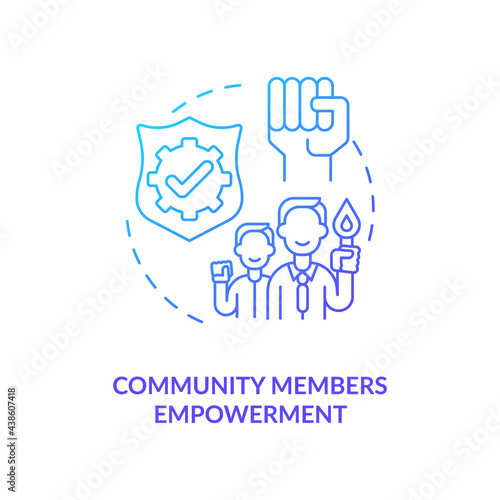 Community members empowerment concept icon. Civic engagement abstract idea thin line illustration. Building trusting relationships. Communication improvement. Vector isolated outline color drawing