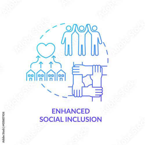 Enhanced social inclusion concept icon. Community development abstract idea thin line illustration. Race and religious diversity. Encouraging interaction. Vector isolated outline color drawing