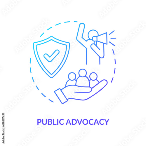 Public advocacy concept icon. Community change abstract idea thin line illustration. Achieving community empowerment goals. Influencing opinions and decisions. Vector isolated outline color drawing