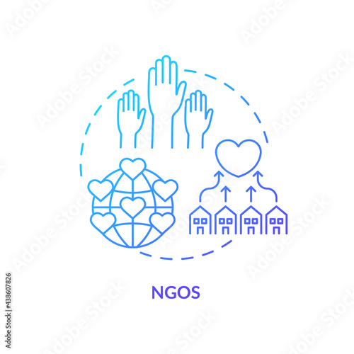 NGOs concept icon. Development program abstract idea thin line illustration. Community mobilization. Environment protection. Stimulating employment. Vector isolated outline color drawing