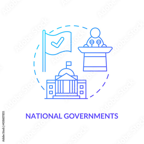 National governments concept icon. Community development abstract idea thin line illustration. Providing economic security. Maintaining law and order. Vector isolated outline color drawing