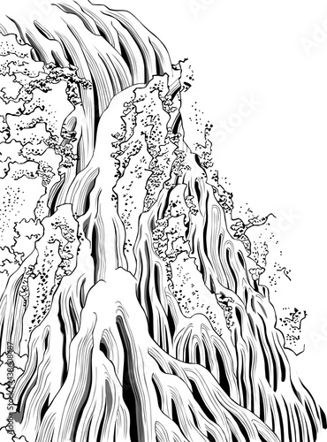 下野黒髪山きりふりの滝　線画